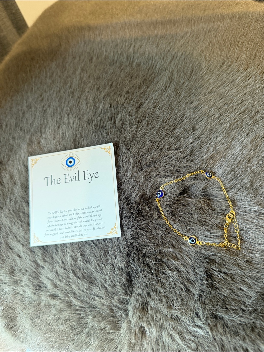 Gold Evil Eye Bracelet with Blue Accents